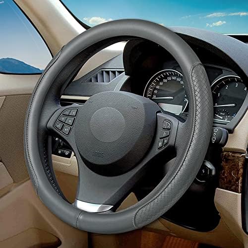 Microfiber Leather Steering Wheel Cover, Classic Embossing, Breathable by VARGTR