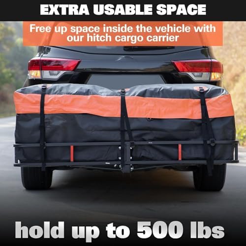 WEIZE Folding Hitch Mount Cargo Carrier 60" x 20" x 6", 500 lbs Capacity Hitch - Image 5