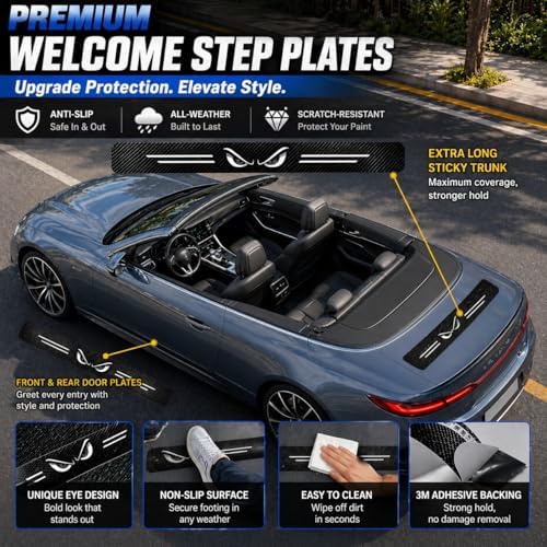 5PCS Heart Car Door Sill Protector, Carbon Fiber Leather Sill Stickers - Image 6