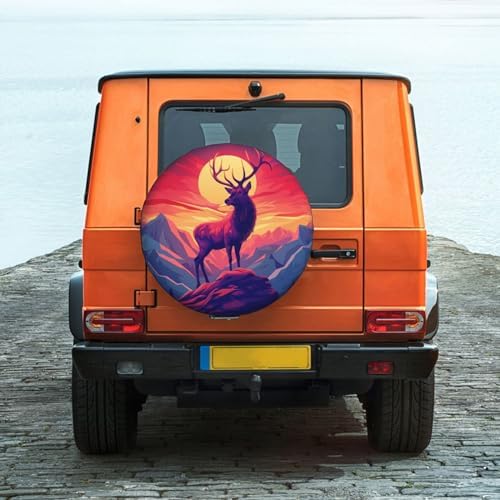 Abstract Mountain Sunset and Deer Spare Tire Cover Wheel Protectors - Image 6
