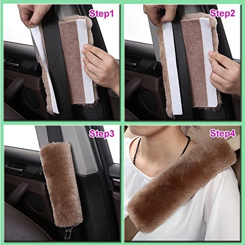 OGLAND 2 Pack Sheepskin Car Seat Belt Cover Pads | Wool Seatbelt Cushions - Image 5