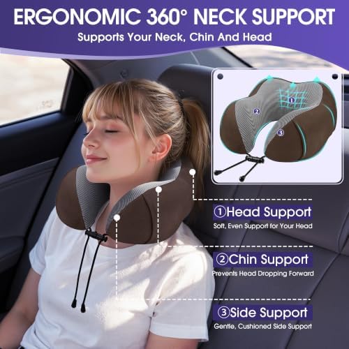 CloudBliss Memory Foam Travel Neck Pillow Airplane, 2 Pack - Image 2