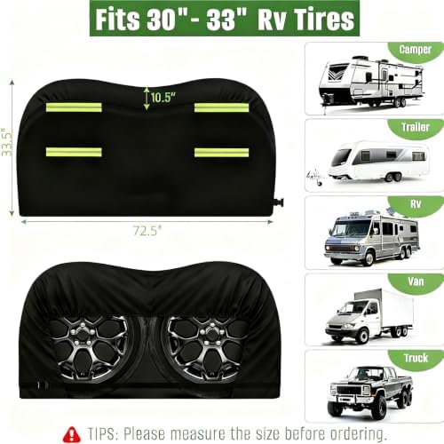 RV Tire Covers, Dual Axle Wheel Cover Fits 30-33" Diameter Tires - Image 2
