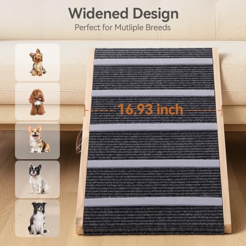 Dog Ramp for Couch, 39.4" Extra Wide Wooden Pet Ramp, 4 Adjustable Heights - Image 3