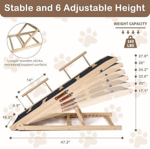 Dog Ramp for Bed, Adjustable Small to Large Dog Ramp for Couch - Image 6