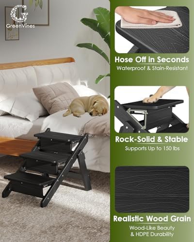 GREENVINES Foldable Dog Stairs & Steps, 2-in-1 HDPE Pet Ramp - Image 2
