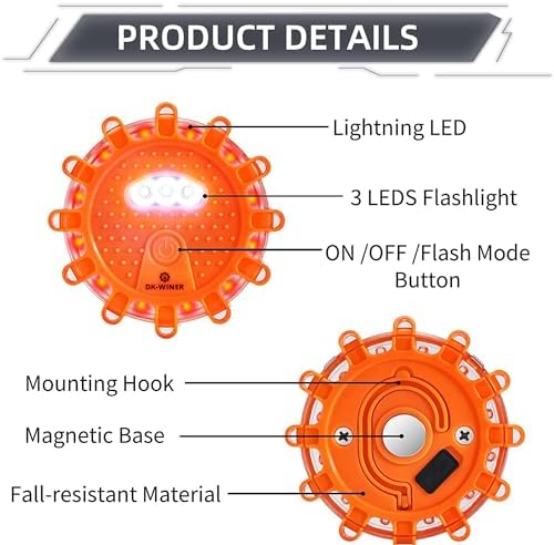 3 Pack LED Road Flares, Type-C Rechargeable Magnetic Safety Kit - Image 4
