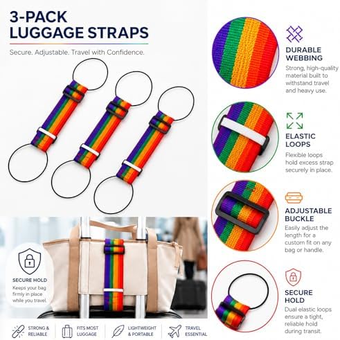 3PCS Elastic Luggage Straps for Suitcases, Strong Adjustable Luggage Connector - Image 5