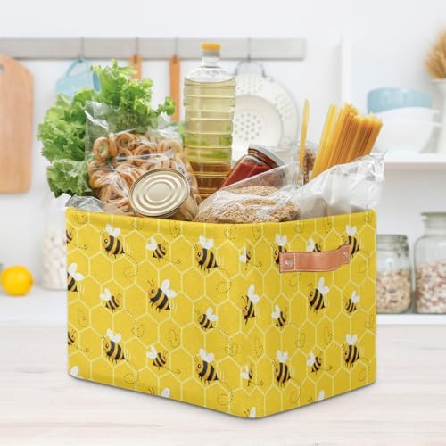 AUUXVA Bee Storage Basket Yellow Honeycomb Beehive Geometric Pattern Storage - Image 7