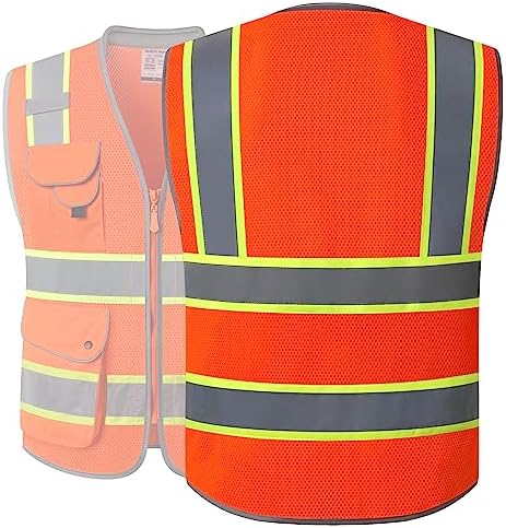 JKSafety Hi Vis Safety Vest for Men Women Cushioned Collar JK101 Orange XL - Image 5