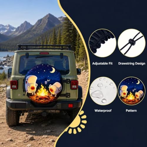 Spare Tire Cover with Marshmallow Campfire Wheel Protectors Weatherproof Spare - Image 4