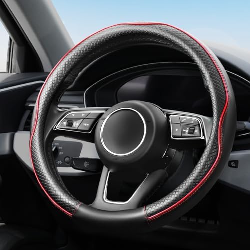 YHONGJT Soft Premium Leather Steering Wheel Cover, Breathable, Non-Slip Grip - Image 2