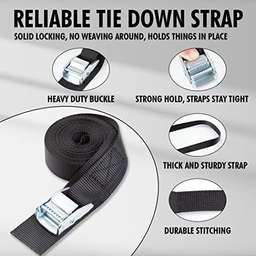 Cartman 1" x 15 ft Cam Buckle Straps, 8 Pack, 600 lb Break Strength - Image 3