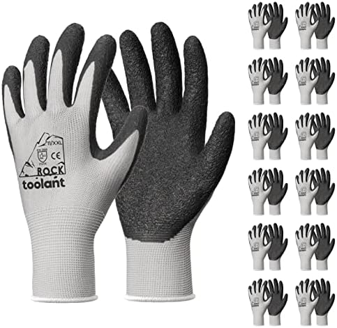 toolant Crinkle Latex Work Gloves, 12 Pairs by toolant