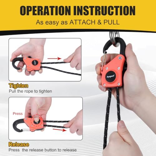 Ayaport 1/4" Adjustable Rope Tie Down Ratchet 4Pack, 15FT Ratchet Rope - Image 4