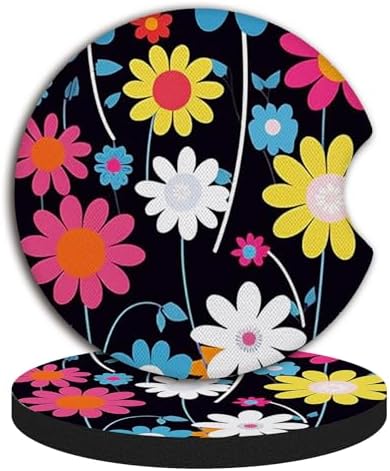 2pcs Colorful Flowers Car Cup Holder Coasters, Universal Non Slip Car - Image 5