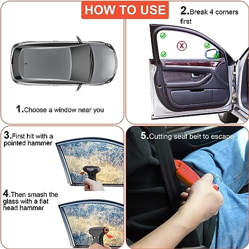 THINKWORK Car Safety Hammer, 3-in-1 Emergency Escape Tool - Image 5