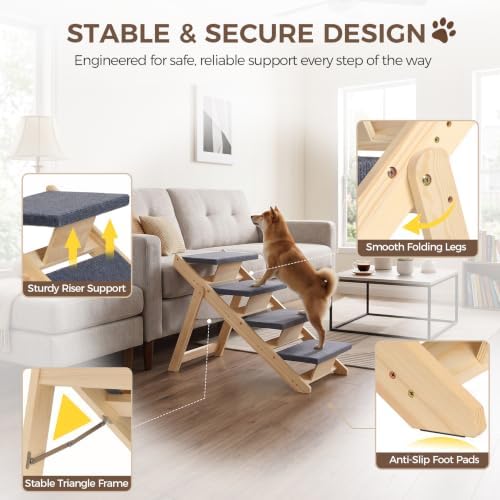 ZENY Convertible 2‑in‑1 Pet Ramp, Dog Stairs - Image 5