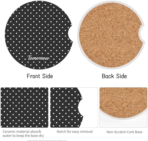 Cute Fashion Polka Dot Car Coasters 2 Pack - Image 3