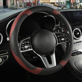 Black Burgundy Breathable Microfiber Leather Steering Wheel Cover by Binsheo
