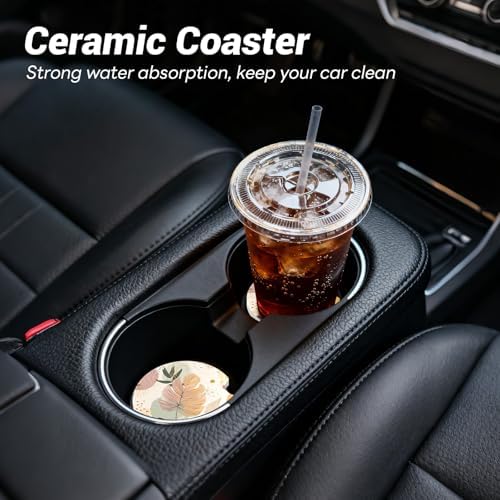 Car Cup Holder Ceramic Coasters 2 Pack, 2.56 in Anti Slip Absorbent Coaster - Image 2