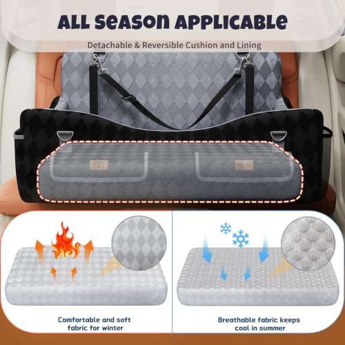 Dog Car Seat for Medium/Large Dogs up to 55lbs, 4-Pocket Storage Memory Foam - Image 3