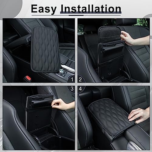 Amiss Car Center Console Cover, Upgraded Leather Car Armrest Cushion, Universal - Image 3