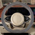Nappa Leather Grey D Shaped Steering Wheel Cover 15 inch by Binsheo