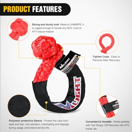 Nilight Synthetic Soft Shackle 1/2" x 24" & Recovery Ring Kit - Image 3