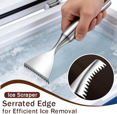 Ouliget Ice Scraper for Fridge Freezer, Handheld Serrated Ice Crusher Spoon - Image 2