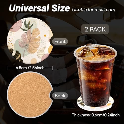 Car Cup Holder Ceramic Coasters 2 Pack, 2.56 in Anti Slip Absorbent Coaster - Image 4