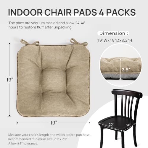 Love's cabin Memory Foam Chair Cushions Set of 4, 19 Inch - Image 2