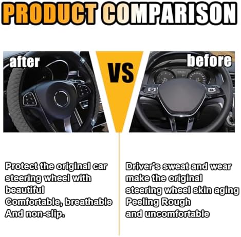 JOYCOURT 15 Inch Bling Soft Leather Car Steering Wheel Cover - Image 3