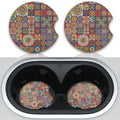 Boho Absorbent Neoprene Car Coasters, 2.75inch Mandala Style, 2 Pack Universal by Unknown