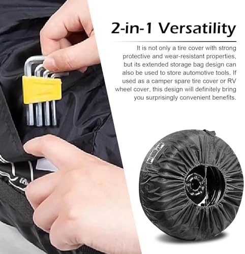 1 PC Spare Tire Cover, 190T Polyester Taffeta Spare Tire Protector - Image 3