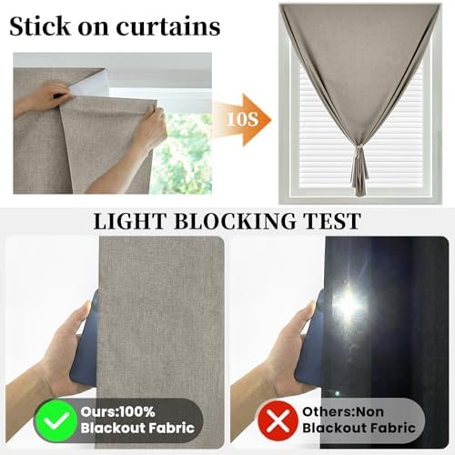 100% Blackout Magic Tape Stick On Curtains Window Shades Pull Down Blackout - Image 2