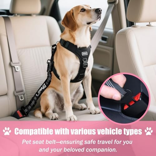 IBWell Dog Seat Belt, 3 Piece Set Retractable Dog Car Harness Adjustable Dog - Image 6