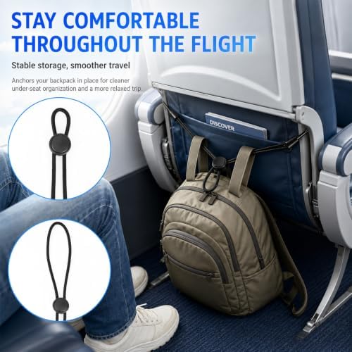 2 Pack Under Seat Bag Strap for Airplane Travel, Backpack Legroom Extender - Image 4