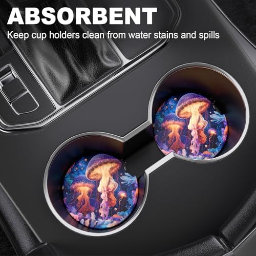 2 Pack Car Cup Holder Coaster, 2.63 inch Anti Slip Insert Absorbent Ceramic Car - Image 2