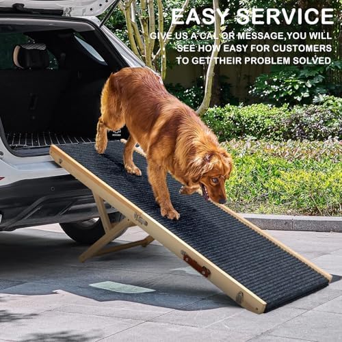 Folding Dog Ramp Safety, Wooden Adjustable Height Pet Ramps, Potable Dog Steps - Image 5