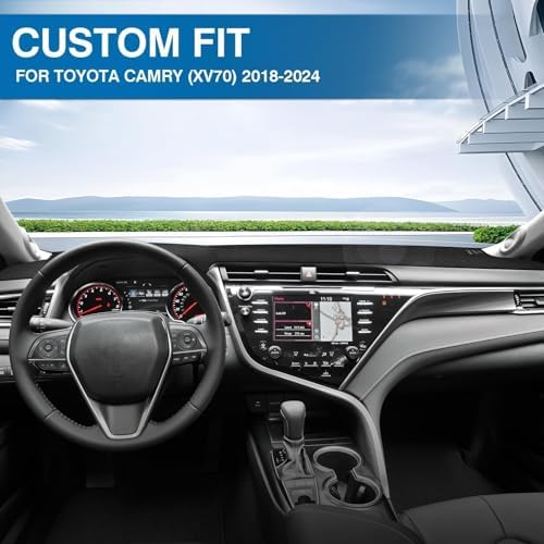 KUST Black Dash Cover for Toyota Camry 2018-2022 2023 2024 Polyester Dashboard - Image 3