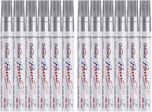 Overseas 12 Silver Paint Pens Permanent Markers, Oil Based Paint Markers by Overseas