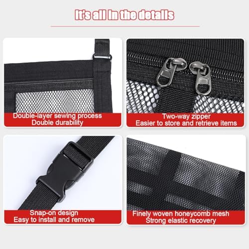 Car Ceiling Cargo Net Pocket, Double-Layer Mesh Strengthen Load Bearing Vehicle - Image 5