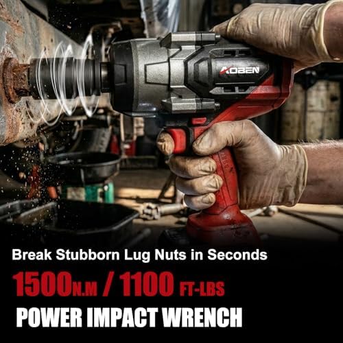 AOBEN 1500N.m Cordless Impact Wrench, 1/2" Heavy Duty Impact Gun, 3-Speed - Image 2