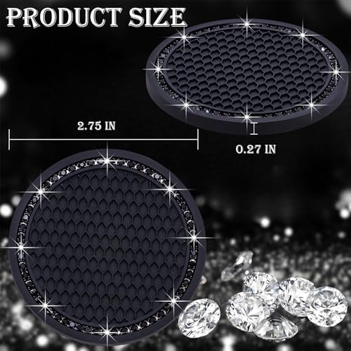 4PCS Bling Cup Holder Coaster, 2.75 Inch Auto Car Cup Holder Insert Coasters - Image 2