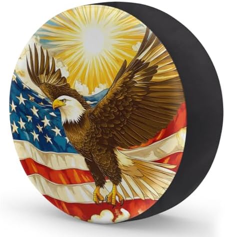 Rv Spare Tire Cover Wheel American Flag Eagle Sun Tire Covers Wheel Protectors - Image 2