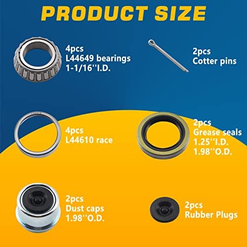 2Sets Trailer Hub L44649 Bearings Kits - Image 2