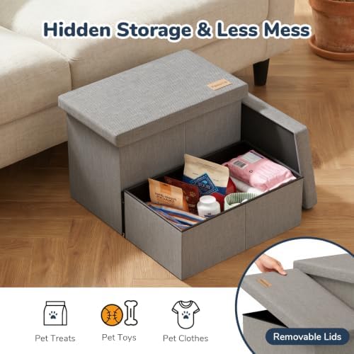 2-Step Wide Dog Stairs with Storage 11" H, Non-Slip Sturdy Pet Steps - Image 5
