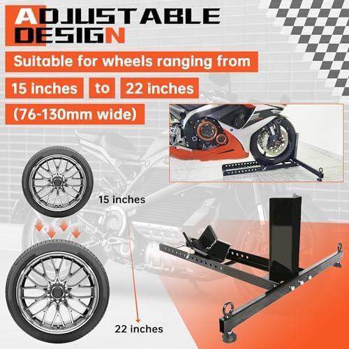 ECOTRIC Adjustable Motorcycle Wheel Chock Stand Upright 1800lb Capacity - Image 3