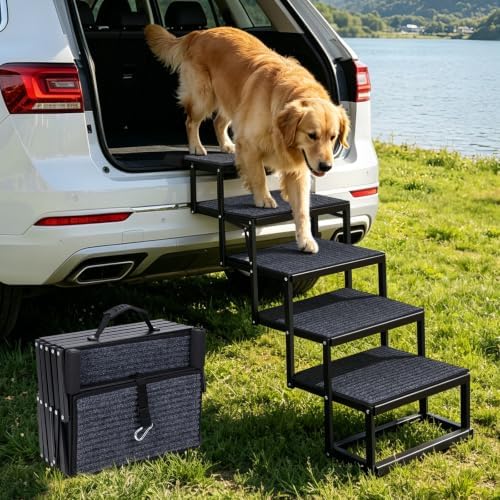 Foldable Dog Steps for Car SUV Truck, Dog Car Stairs for Large Dogs by Hedkin